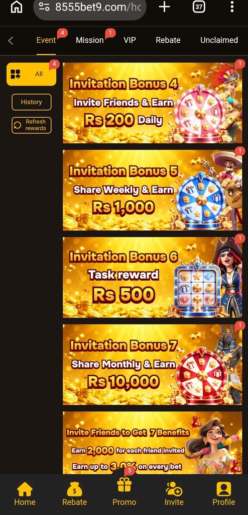 8555 Bet bonuses