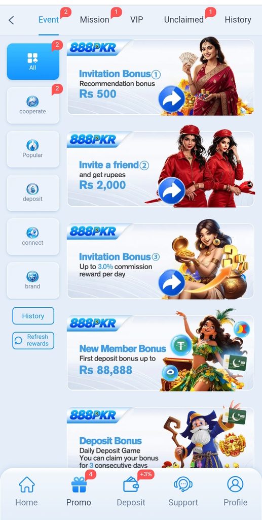 888 PKR bonuses