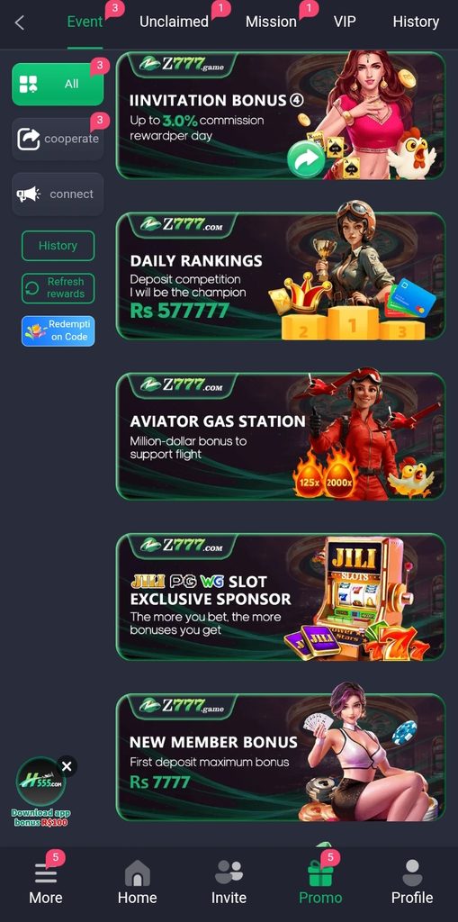 Z777 bonuses